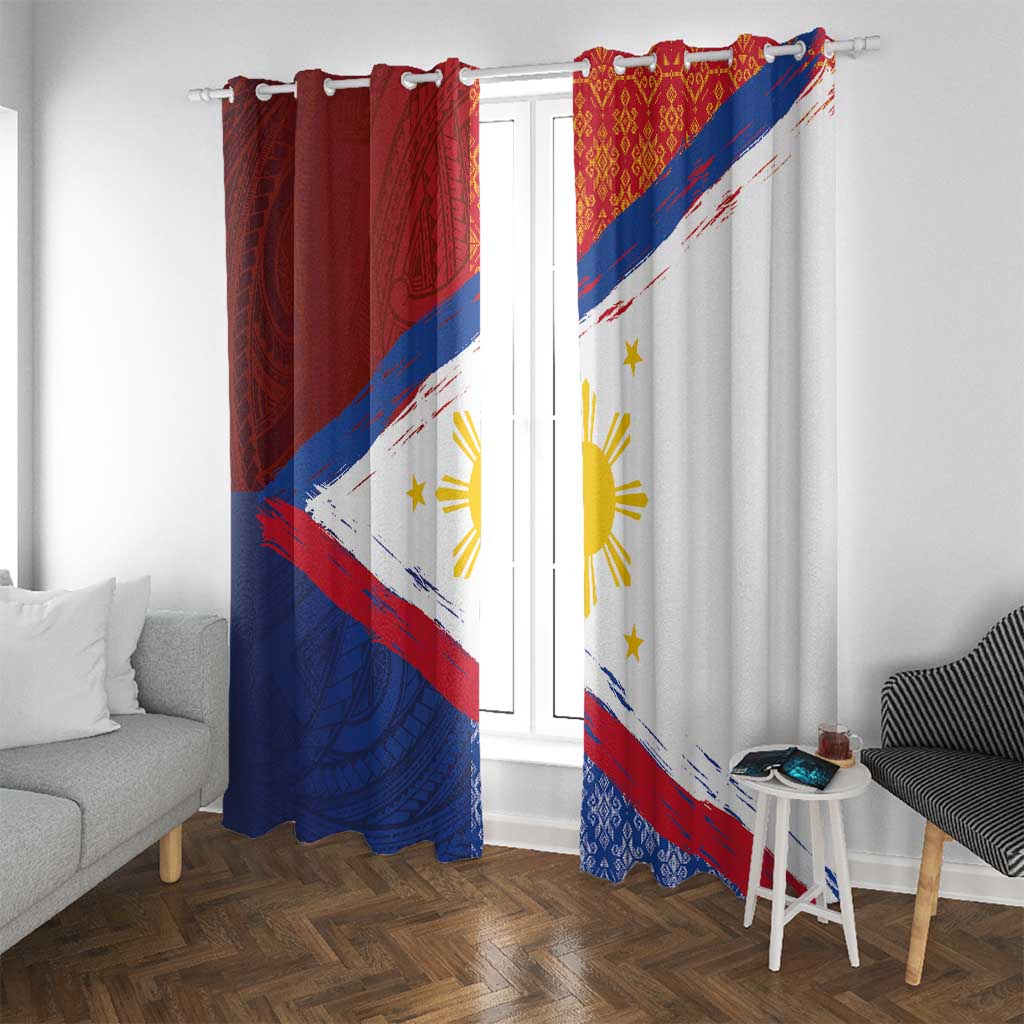 Philippines National Flag Day Window Curtain Polynesian and Yakan Tattoo Brush Style