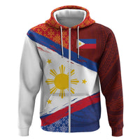 Philippines National Flag Day Zip Hoodie Polynesian and Yakan Tattoo Brush Style