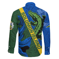 Solomon Island Crocodile and Shark Family Matching Long Sleeve Bodycon Dress and Hawaiian Shirt Polynesian Pattern LT03 - Polynesian Pride