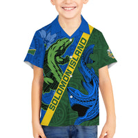 Solomon Island Crocodile and Shark Family Matching Long Sleeve Bodycon Dress and Hawaiian Shirt Polynesian Pattern LT03 Son's Shirt Blue - Polynesian Pride