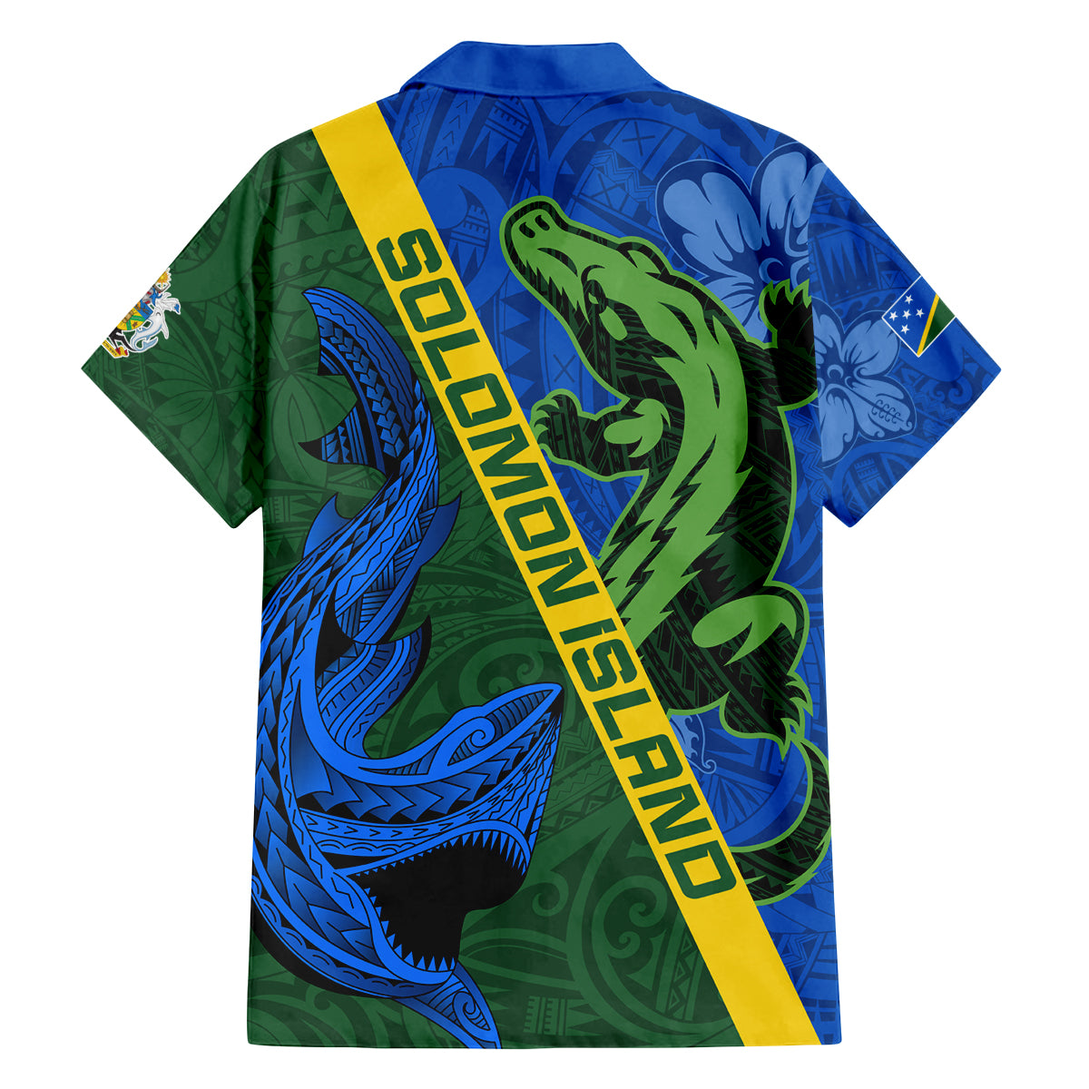 Solomon Island Crocodile and Shark Family Matching Off Shoulder Maxi Dress and Hawaiian Shirt Polynesian Pattern LT03 - Polynesian Pride