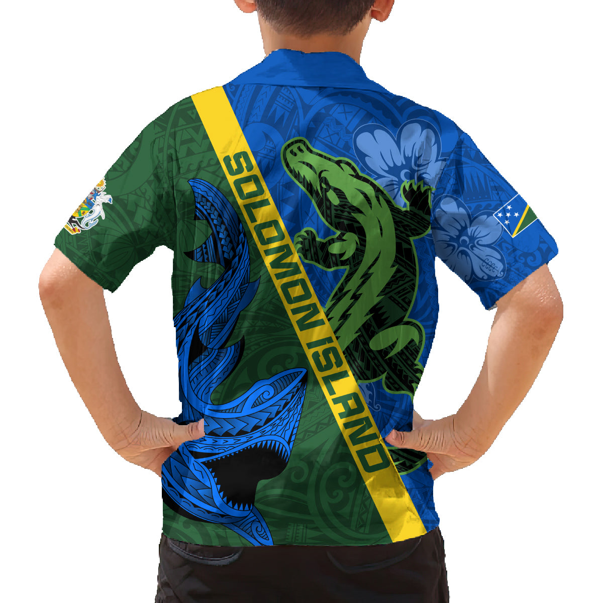 Solomon Island Crocodile and Shark Family Matching Tank Maxi Dress and Hawaiian Shirt Polynesian Pattern LT03 - Polynesian Pride