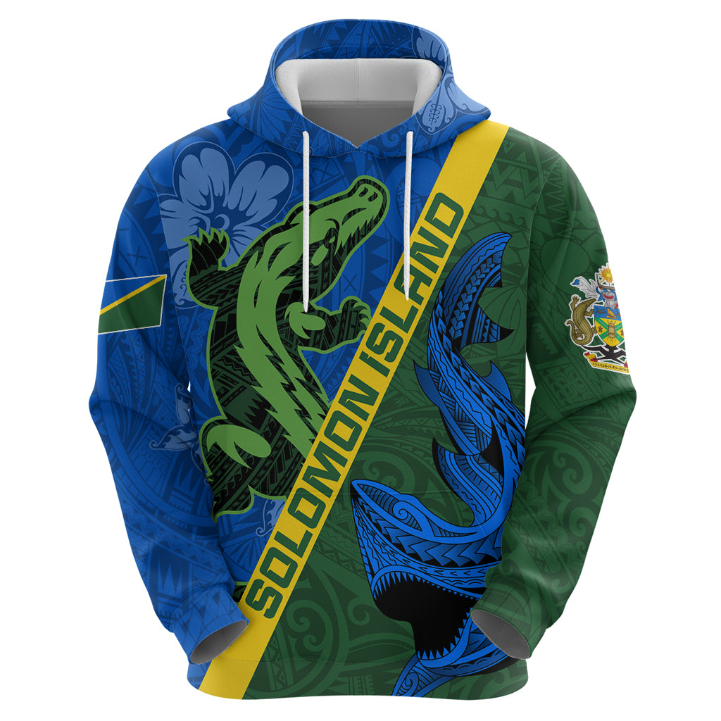 Solomon Island Crocodile and Shark Hoodie Polynesian Pattern