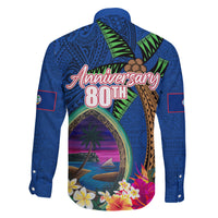 Guam Liberation Day 80th Anniversary Family Matching Summer Maxi Dress and Hawaiian Shirt Palm Tree and Seal Artwork Hibiscus Polynesian Pattern LT03 - Polynesian Pride