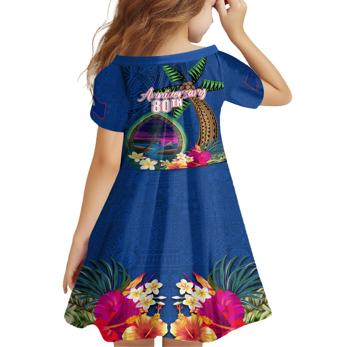 Guam Liberation Day 80th Anniversary Family Matching Tank Maxi Dress and Hawaiian Shirt Palm Tree and Seal Artwork Hibiscus Polynesian Pattern LT03 - Polynesian Pride