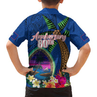 Guam Liberation Day 80th Anniversary Hawaiian Shirt Palm Tree and Seal Artwork Hibiscus Polynesian Pattern