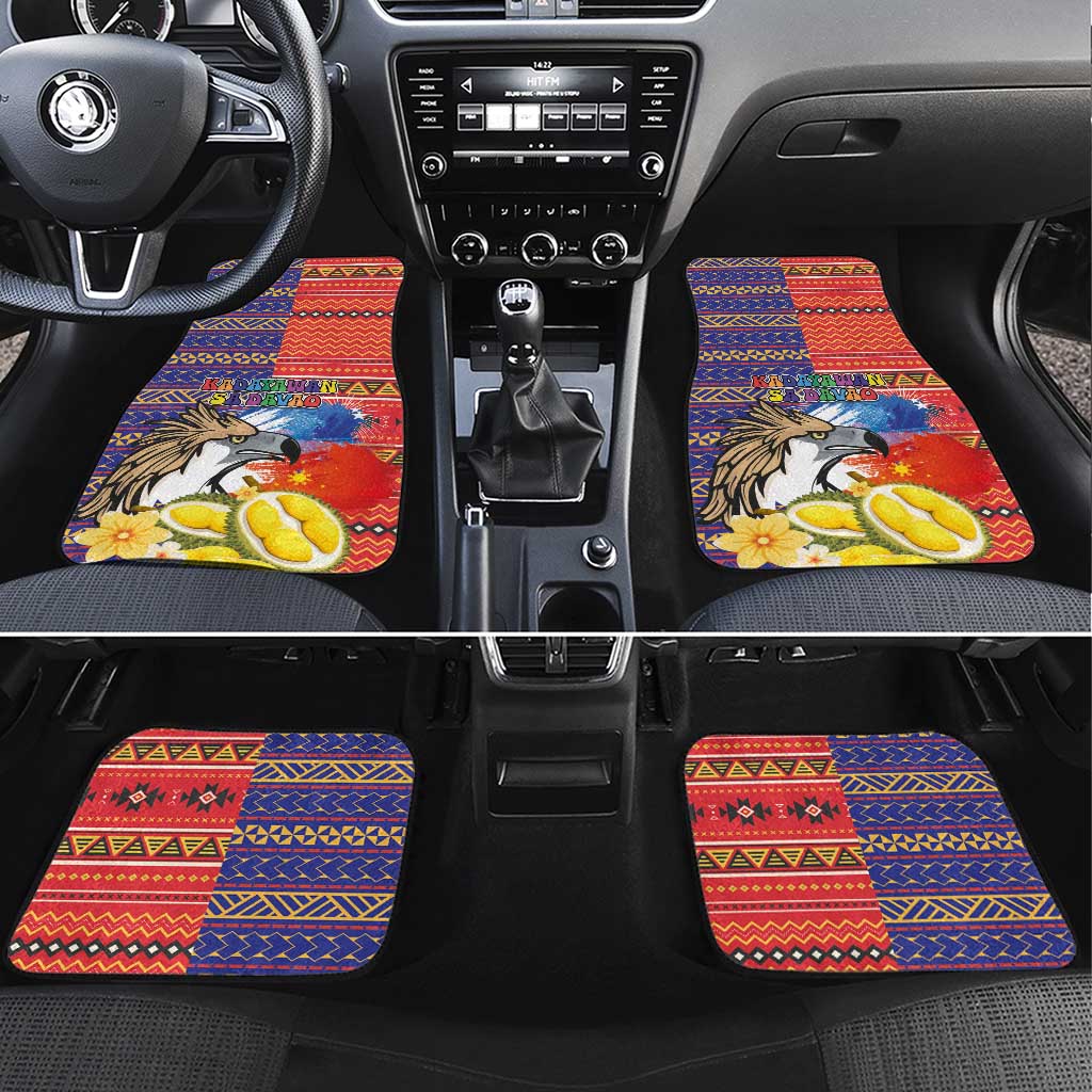 Philippines Kadayawan Car Mats Filipino Eagle Durian with Polynesian and Igorots Pattern