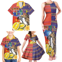 Philippines Kadayawan Family Matching Tank Maxi Dress and Hawaiian Shirt Filipino Eagle Durian with Polynesian and Igorots Pattern