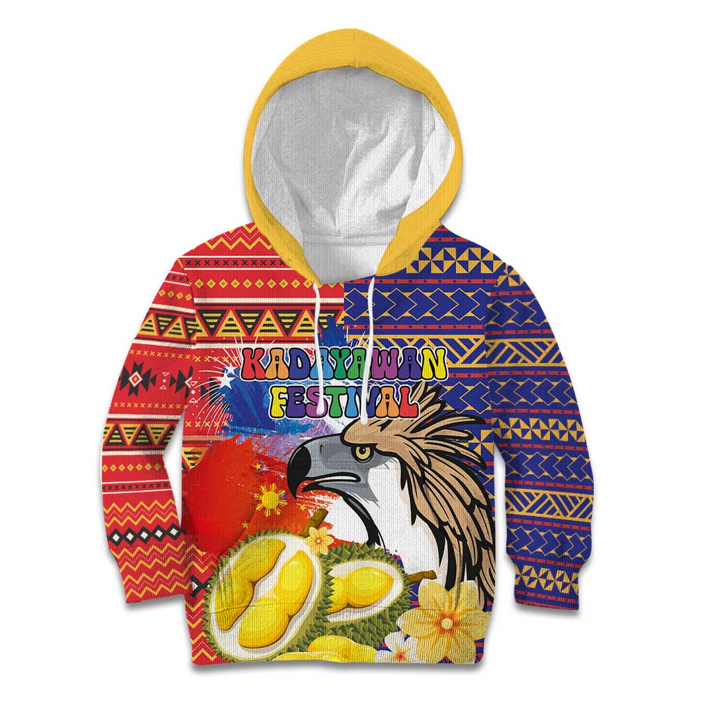 Philippines Kadayawan Kid Hoodie Filipino Eagle Durian with Polynesian and Igorots Pattern