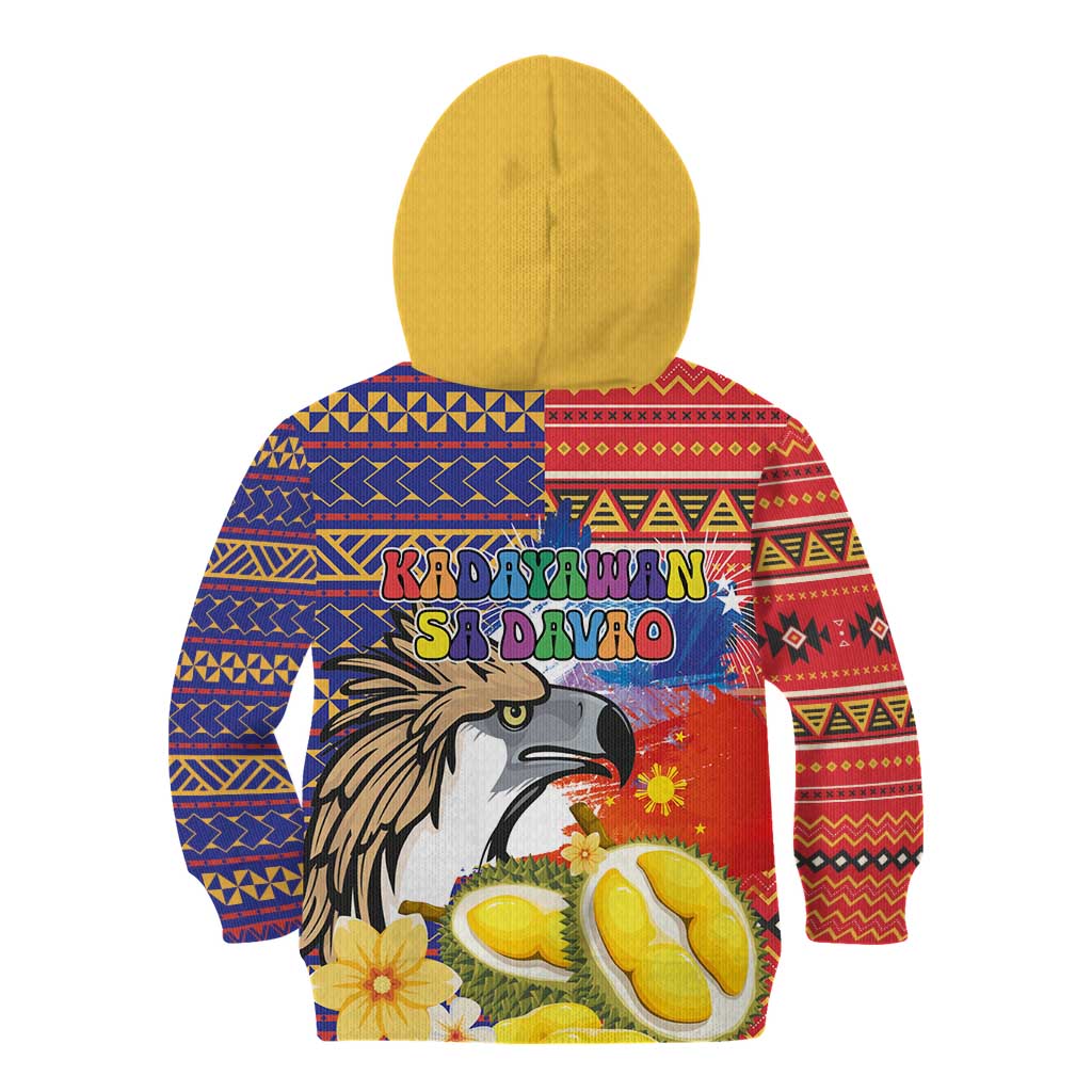 Philippines Kadayawan Kid Hoodie Filipino Eagle Durian with Polynesian and Igorots Pattern