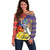 Philippines Kadayawan Off Shoulder Sweater Filipino Eagle Durian with Polynesian and Igorots Pattern