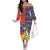 Philippines Kadayawan Off The Shoulder Long Sleeve Dress Filipino Eagle Durian with Polynesian and Igorots Pattern