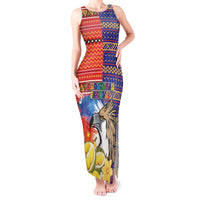 Philippines Kadayawan Tank Maxi Dress Filipino Eagle Durian with Polynesian and Igorots Pattern