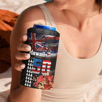 Hawaii Statehood Day 4 in 1 Can Cooler Tumbler 50th state of the United States Kakau Tattoos and Hibiscus Grunge - Polynesian Pride