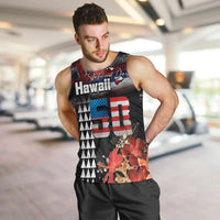 Hawaii Statehood Day Men Tank Top 50th state of the United States Kakau Tattoos and Hibiscus Grunge - Polynesian Pride