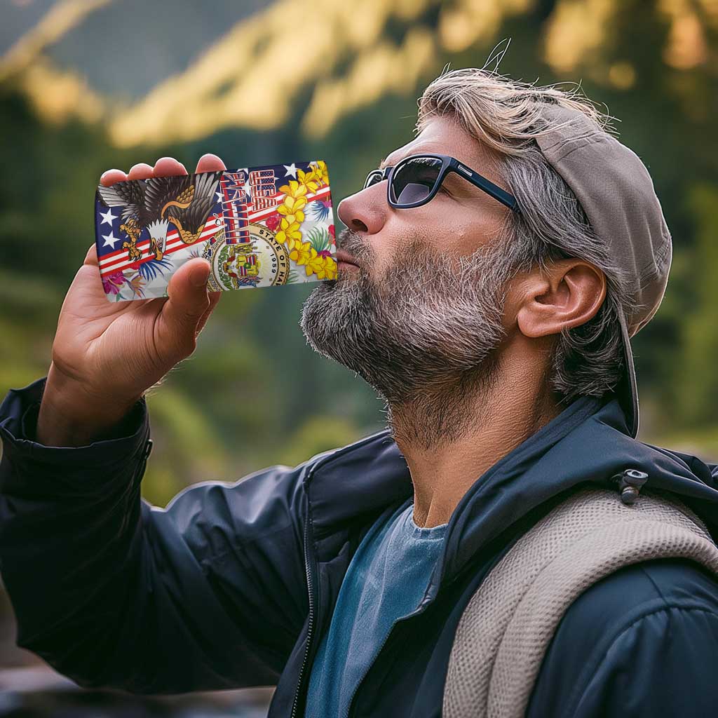 Hawaii and United States Together 4 in 1 Can Cooler Tumbler Seal of Hawaii and Bald Eagle - Polynesian Pride