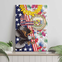 Hawaii and United States Together Canvas Wall Art Seal of Hawaii and Bald Eagle - Polynesian Pride