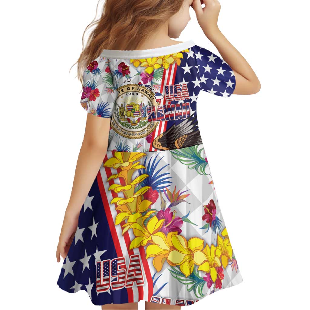 Hawaii and United States Together Family Matching Mermaid Dress and Hawaiian Shirt Seal of Hawaii and Bald Eagle - Polynesian Pride