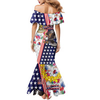 Hawaii and United States Together Family Matching Mermaid Dress and Hawaiian Shirt Seal of Hawaii and Bald Eagle - Polynesian Pride