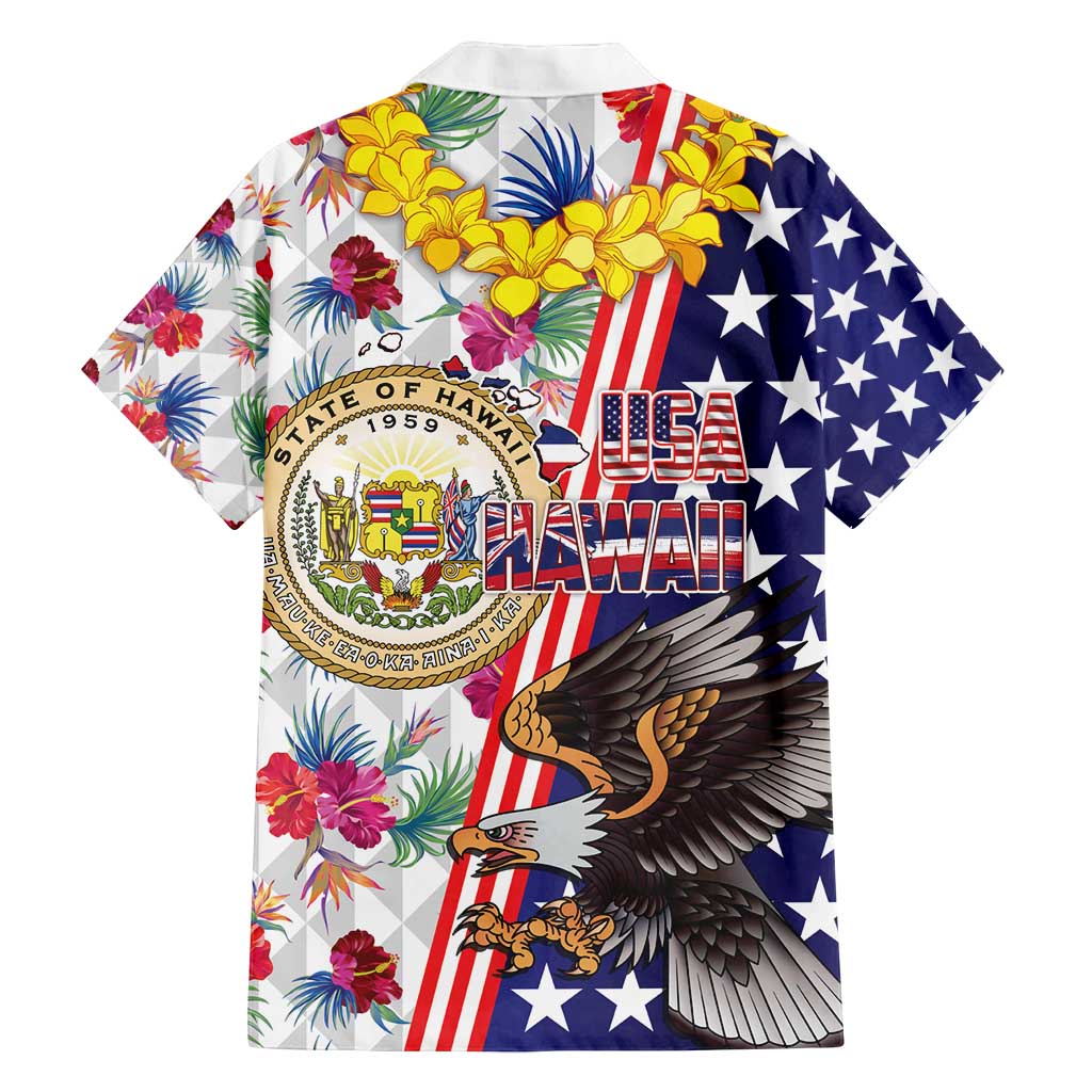 Hawaii and United States Together Family Matching Tank Maxi Dress and Hawaiian Shirt Seal of Hawaii and Bald Eagle - Polynesian Pride