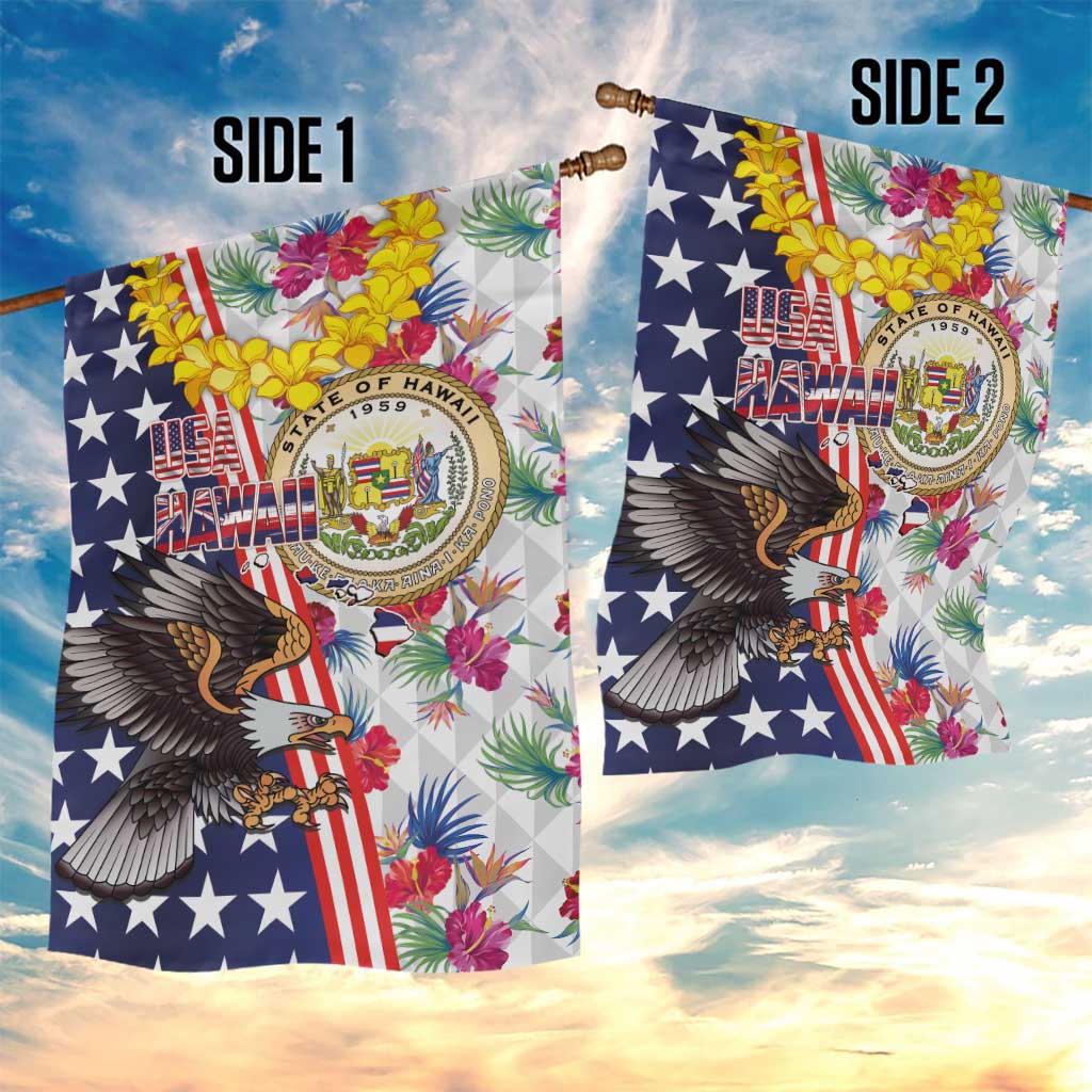 Hawaii and United States Together Garden Flag Seal of Hawaii and Bald Eagle - Polynesian Pride