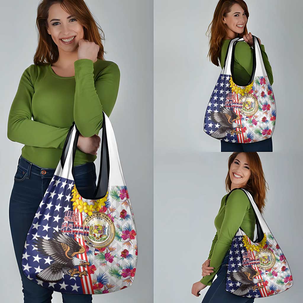 Hawaii and United States Together Grocery Bag Seal of Hawaii and Bald Eagle - Polynesian Pride