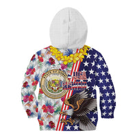 Hawaii and United States Together Kid Hoodie Seal of Hawaii and Bald Eagle - Polynesian Pride