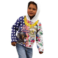 Hawaii and United States Together Kid Hoodie Seal of Hawaii and Bald Eagle - Polynesian Pride