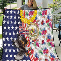 Hawaii and United States Together Quilt Seal of Hawaii and Bald Eagle - Polynesian Pride