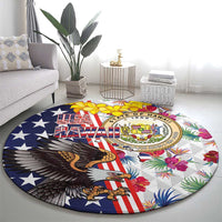Hawaii and United States Together Round Carpet Seal of Hawaii and Bald Eagle - Polynesian Pride