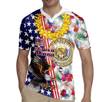 Hawaii and United States Together Rugby Jersey Seal of Hawaii and Bald Eagle - Polynesian Pride