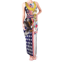 Hawaii and United States Together Tank Maxi Dress Seal of Hawaii and Bald Eagle - Polynesian Pride