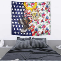 Hawaii and United States Together Tapestry Seal of Hawaii and Bald Eagle - Polynesian Pride
