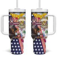 Hawaii and United States Together Tumbler With Handle Seal of Hawaii and Bald Eagle - Polynesian Pride