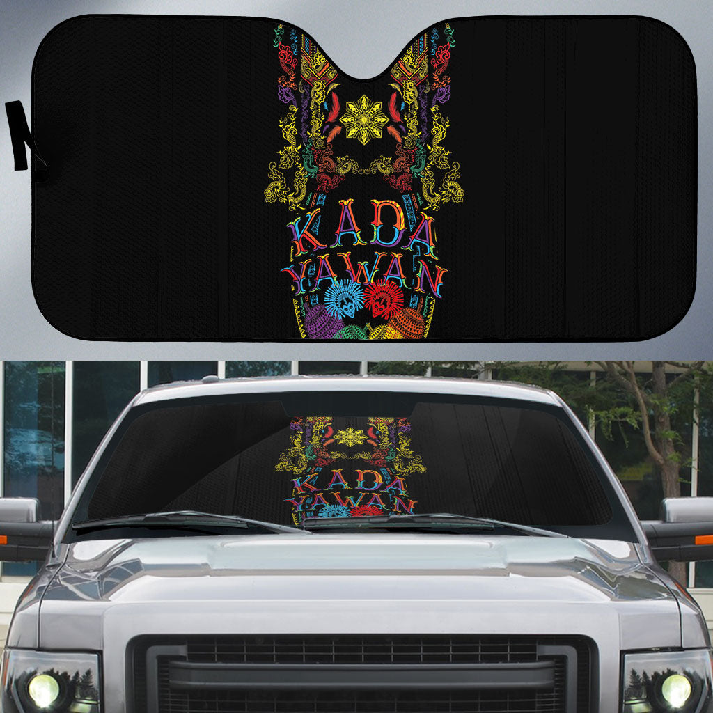Philippines Kadayawan Festival Auto Sun Shade Polynesian Tribal Art Barong Style LT03 Black - Polynesian Pride