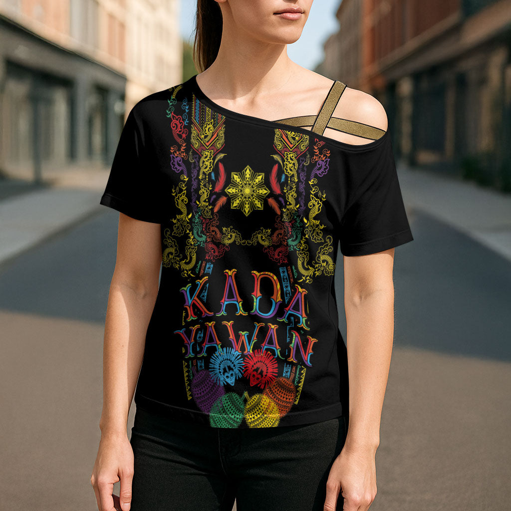 Philippines Kadayawan Festival Cross Shoulder Shirt Polynesian Tribal Art Barong Style LT03 - Polynesian Pride
