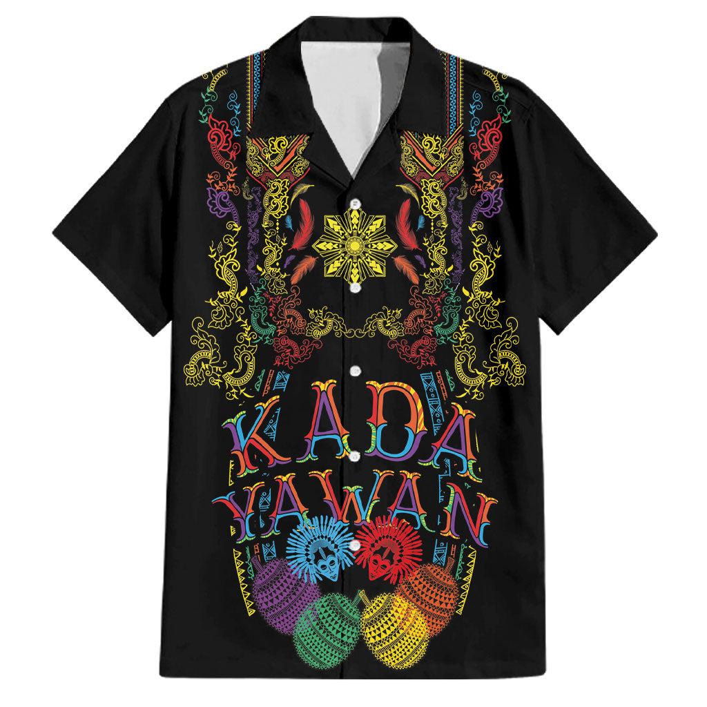 Philippines Kadayawan Festival Family Matching Mermaid Dress and Hawaiian Shirt Polynesian Tribal Art Barong Style LT03 Dad's Shirt - Short Sleeve Black - Polynesian Pride