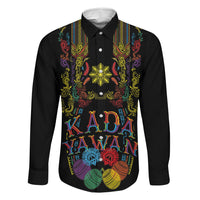 Philippines Kadayawan Festival Family Matching Short Sleeve Bodycon Dress and Hawaiian Shirt Polynesian Tribal Art Barong Style LT03 Dad's Shirt - Long Sleeve Black - Polynesian Pride