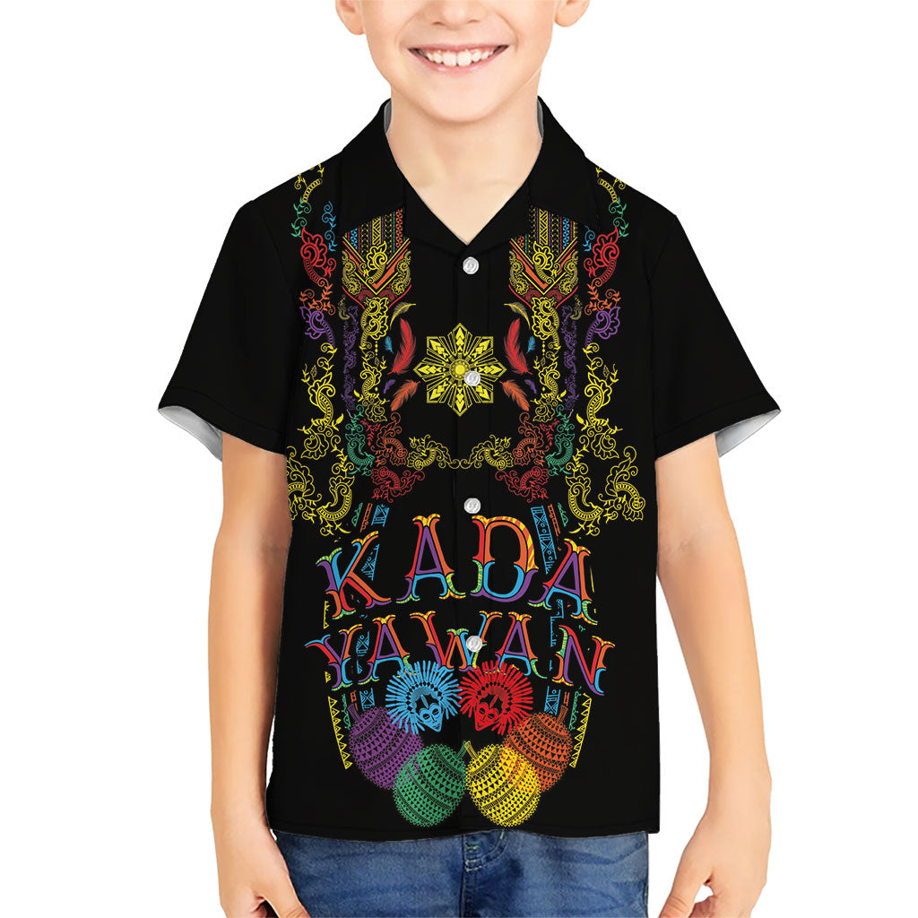 Philippines Kadayawan Festival Family Matching Summer Maxi Dress and Hawaiian Shirt Polynesian Tribal Art Barong Style LT03 Son's Shirt Black - Polynesian Pride