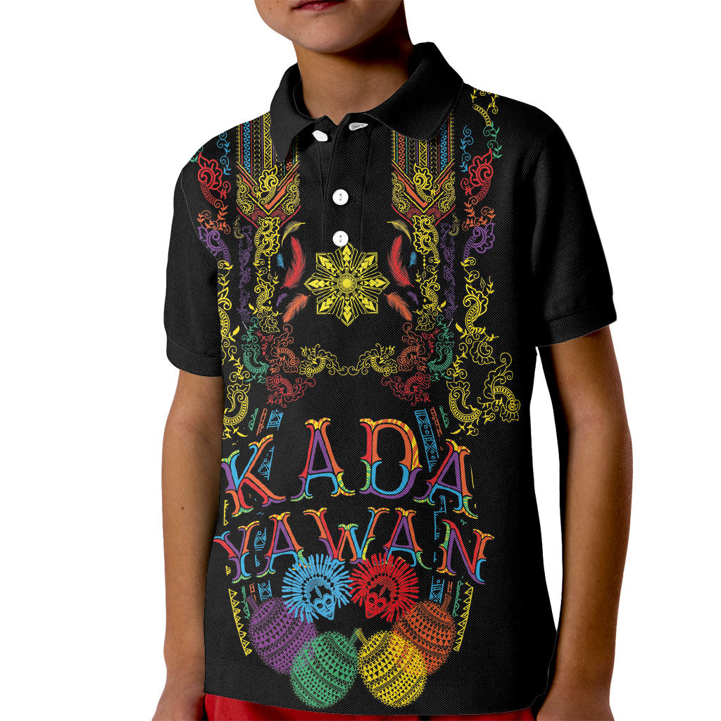 Philippines Kadayawan Festival Kid Polo Shirt Polynesian Tribal Art Barong Style