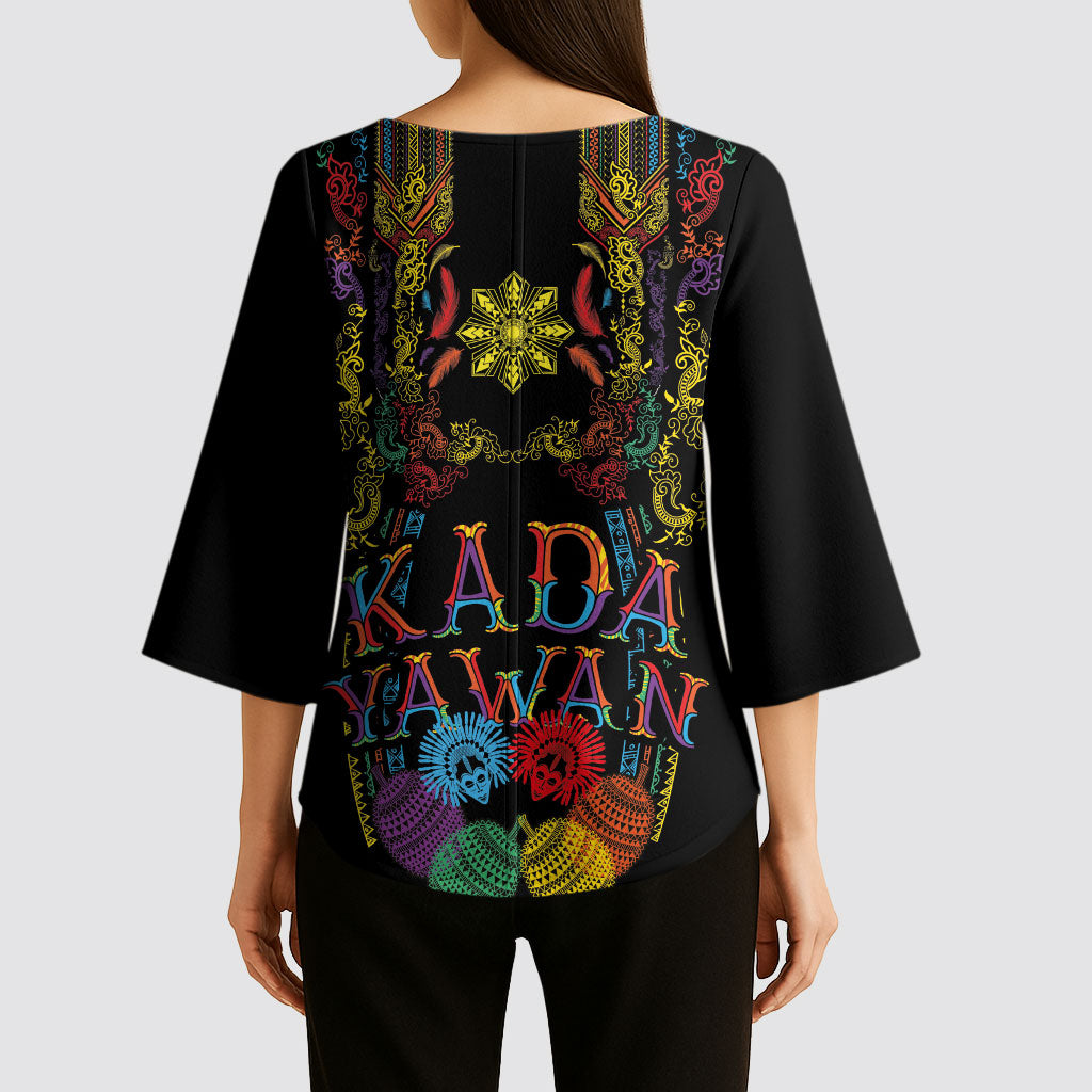 Philippines Kadayawan Festival Kimono Sleeve Blouse Polynesian Tribal Art Barong Style