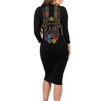 Philippines Kadayawan Festival Long Sleeve Bodycon Dress Polynesian Tribal Art Barong Style