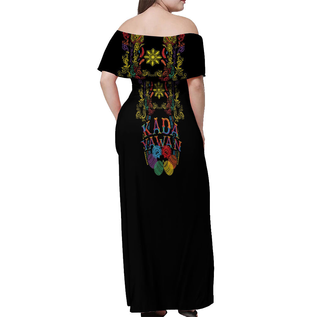 Philippines Kadayawan Festival Off Shoulder Maxi Dress Polynesian Tribal Art Barong Style