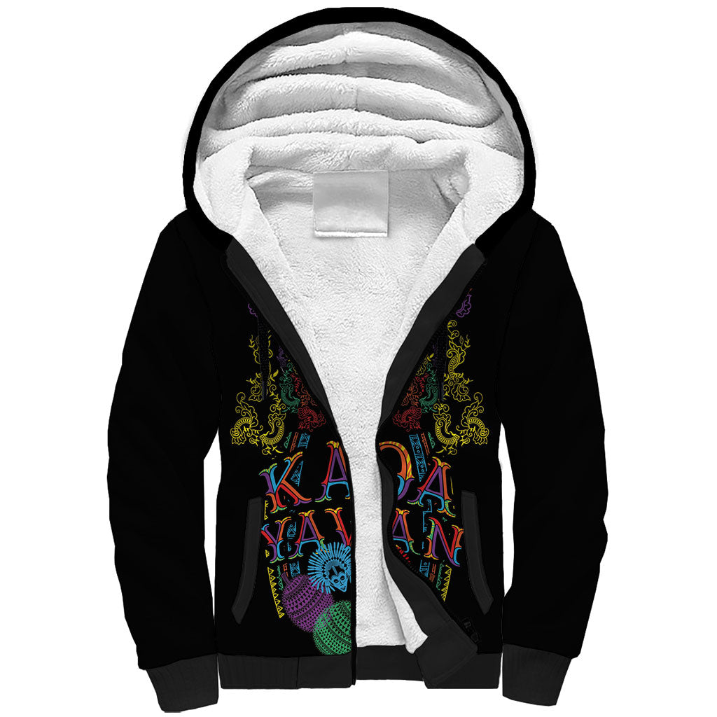 Philippines Kadayawan Festival Sherpa Hoodie Polynesian Tribal Art Barong Style LT03 Unisex Black - Polynesian Pride