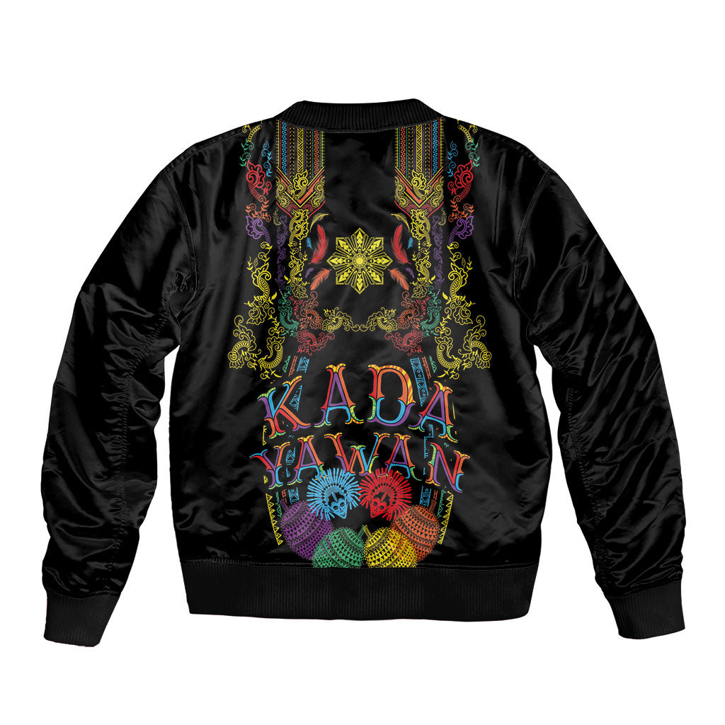 Philippines Kadayawan Festival Sleeve Zip Bomber Jacket Polynesian Tribal Art Barong Style