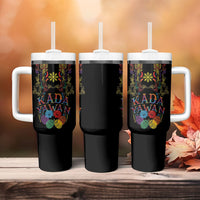 Philippines Kadayawan Festival Tumbler With Handle Polynesian Tribal Art Barong Style