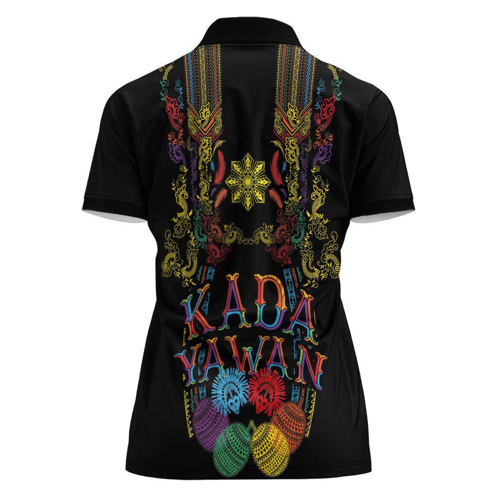 Philippines Kadayawan Festival Women Polo Shirt Polynesian Tribal Art Barong Style LT03 - Polynesian Pride
