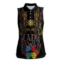 Philippines Kadayawan Festival Women Sleeveless Polo Shirt Polynesian Tribal Art Barong Style LT03 Female Black - Polynesian Pride