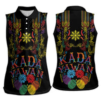 Philippines Kadayawan Festival Women Sleeveless Polo Shirt Polynesian Tribal Art Barong Style LT03 - Polynesian Pride