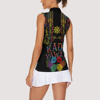 Philippines Kadayawan Festival Women Sleeveless Polo Shirt Polynesian Tribal Art Barong Style LT03 - Polynesian Pride